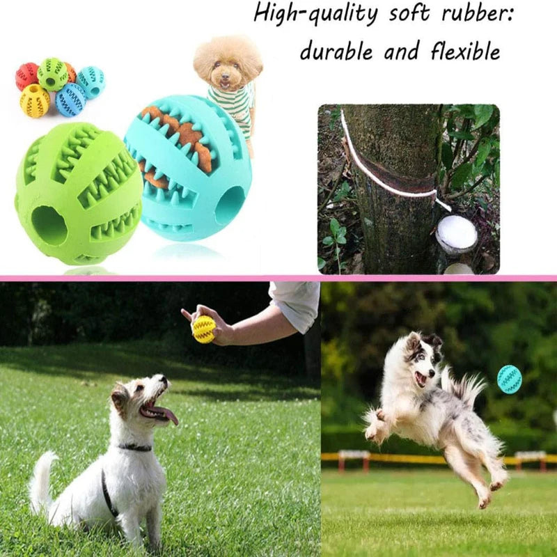 Interactive Rubber Dog Ball Toy – Chew Toy for Puppies, Pet Tooth Cleaning Ball, Silicone Feeder Ball for Cats and Dogs, Food and Treat Dispensing Toy