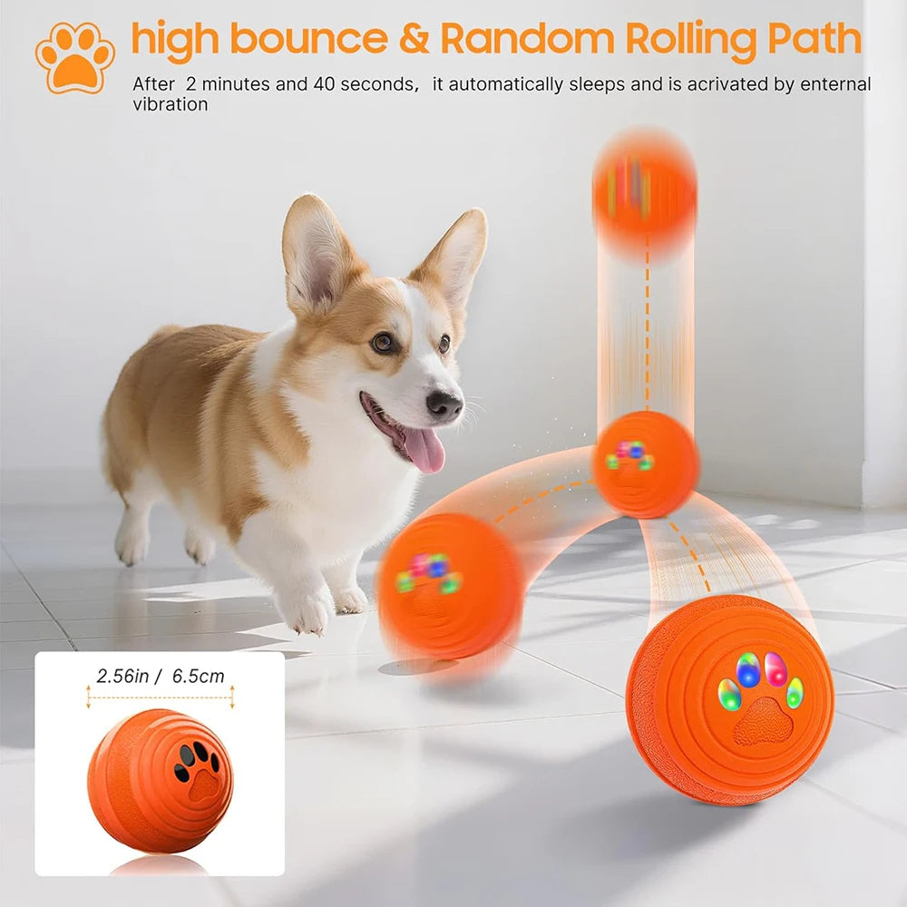 Interactive Light-Up Dog Ball – Automatic Rolling & Bouncing Toy for Puppies, Small, Medium & Large Dogs