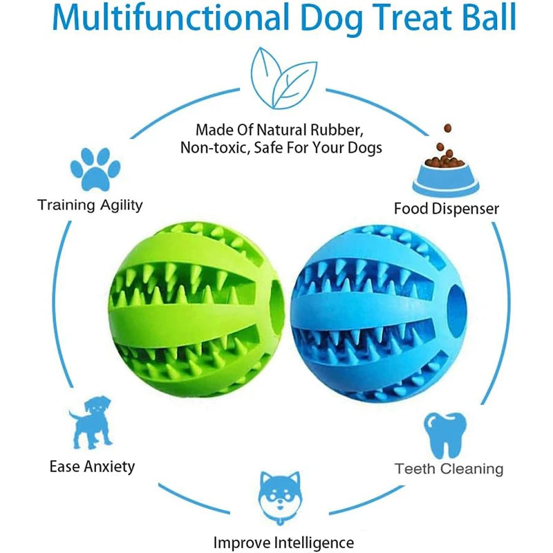 Interactive Rubber Dog Ball Toy – Chew Toy for Puppies, Pet Tooth Cleaning Ball, Silicone Feeder Ball for Cats and Dogs, Food and Treat Dispensing Toy