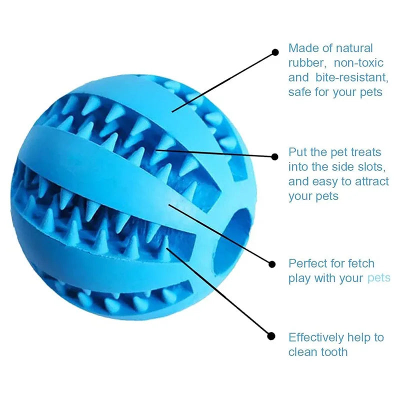 Interactive Rubber Dog Ball Toy – Chew Toy for Puppies, Pet Tooth Cleaning Ball, Silicone Feeder Ball for Cats and Dogs, Food and Treat Dispensing Toy