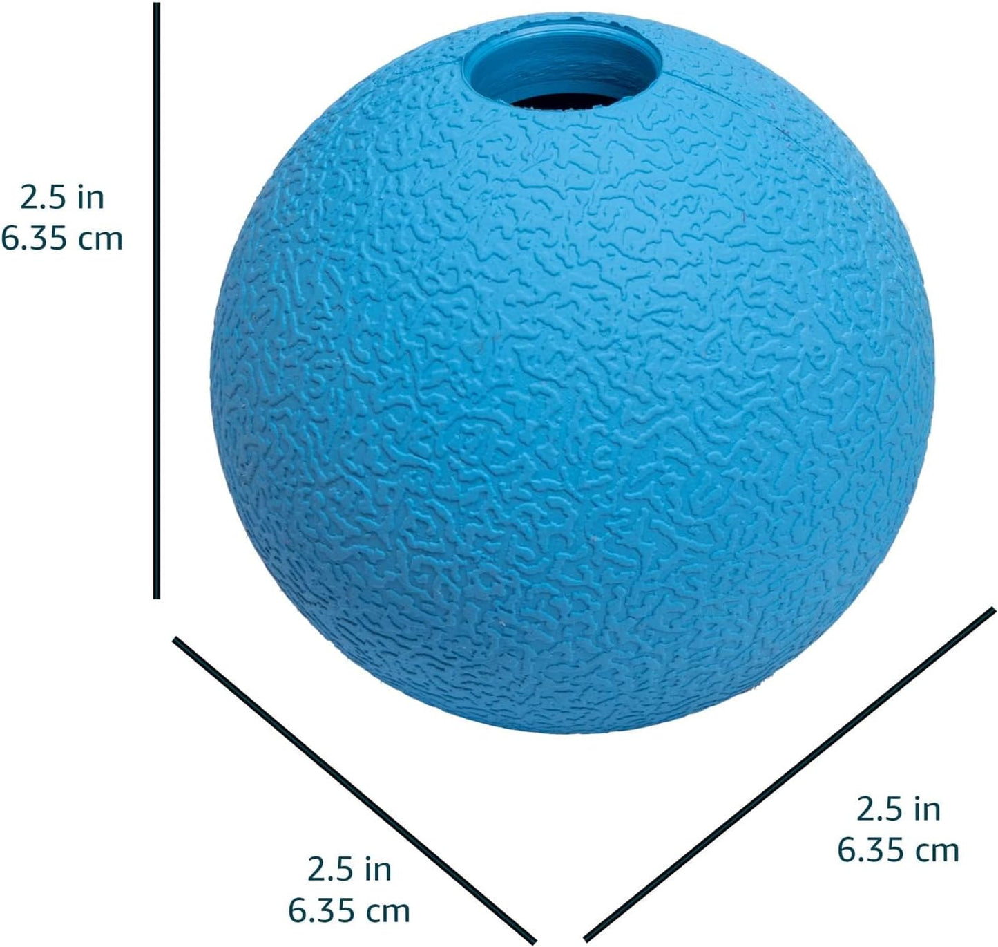 Set of 3 Rubber Dog Balls for Fetch, 6.35 cm, in Blue and Orange