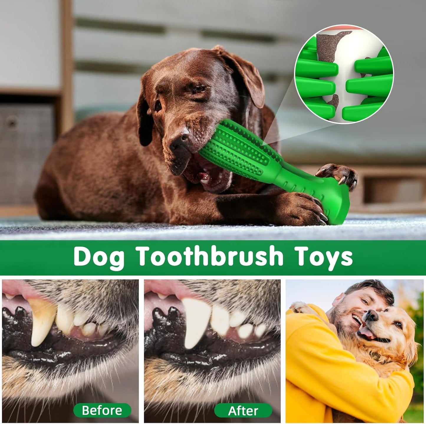 Natural Rubber Dog Chew Toy – Puppy Dental Care & Teeth Cleaner, Perfect for Grinding & Gift!