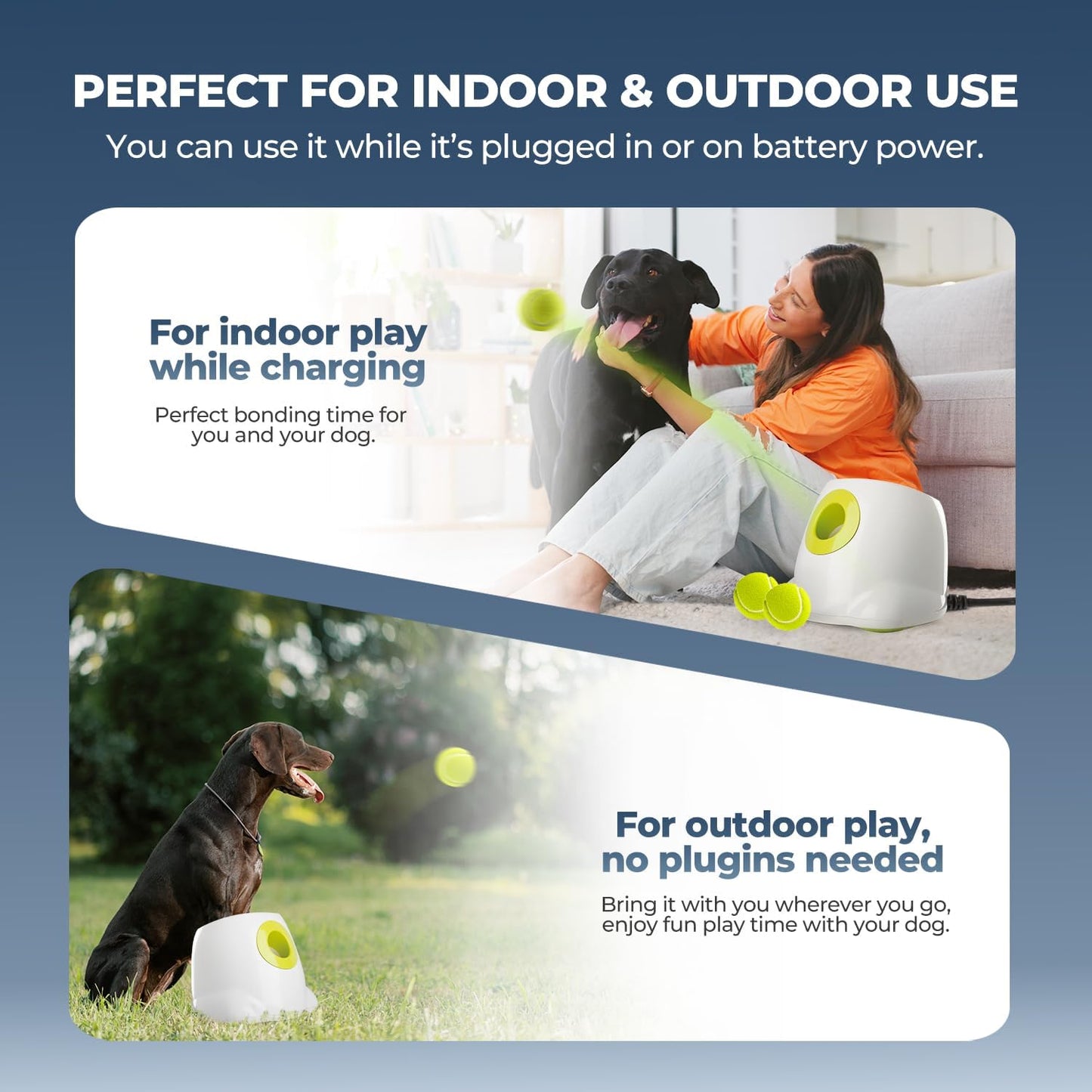 Interactive Automatic Tennis Ball Launcher for Dogs – Rechargeable Fetch Toy with 3 Balls Included (MAX)