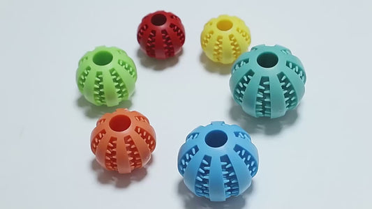 Interactive Rubber Dog Ball Toy – Chew Toy for Puppies, Pet Tooth Cleaning Ball, Silicone Feeder Ball for Cats and Dogs, Food and Treat Dispensing Toy